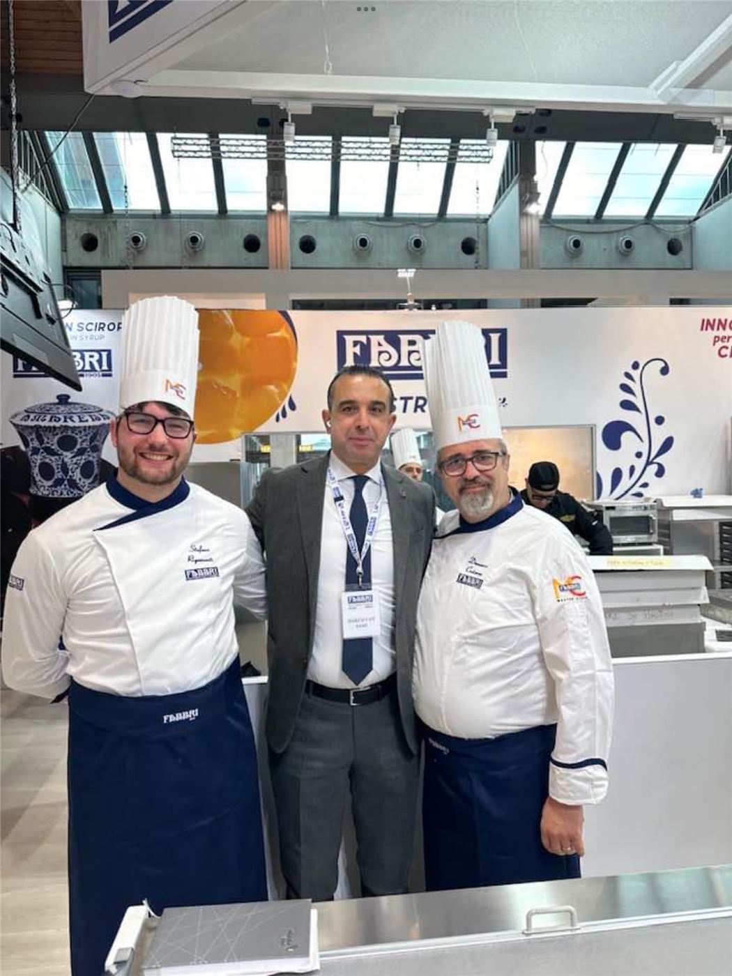 Stefano Rigamonti con altri chef allo stand Fabbri in fiera